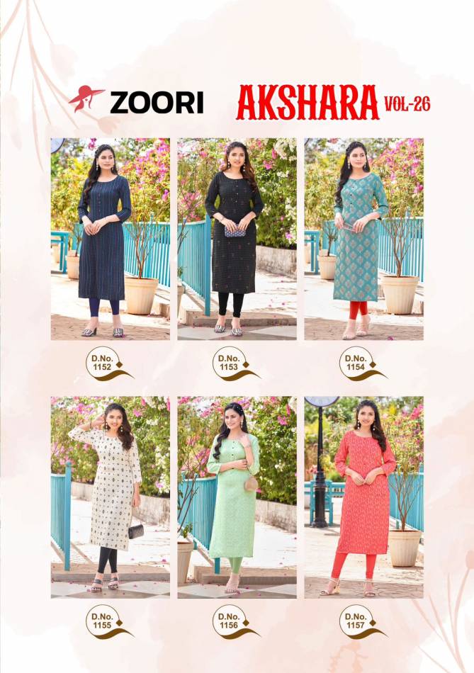 Akshara Vol 26 By Zoori Casual Wear Rayon Printed Kurtis Wholesale Shop In Surat